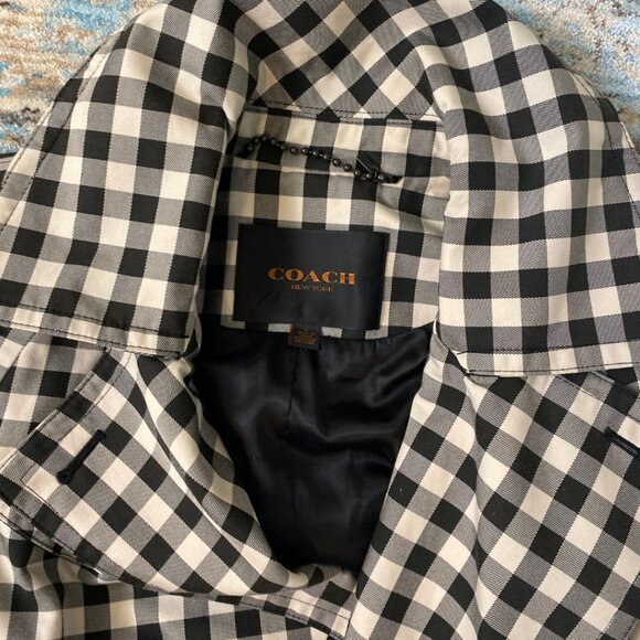 Coach Check Trench Coat – Black & White Gingham – Size 0 – With Belt - Picture 3 of 12
